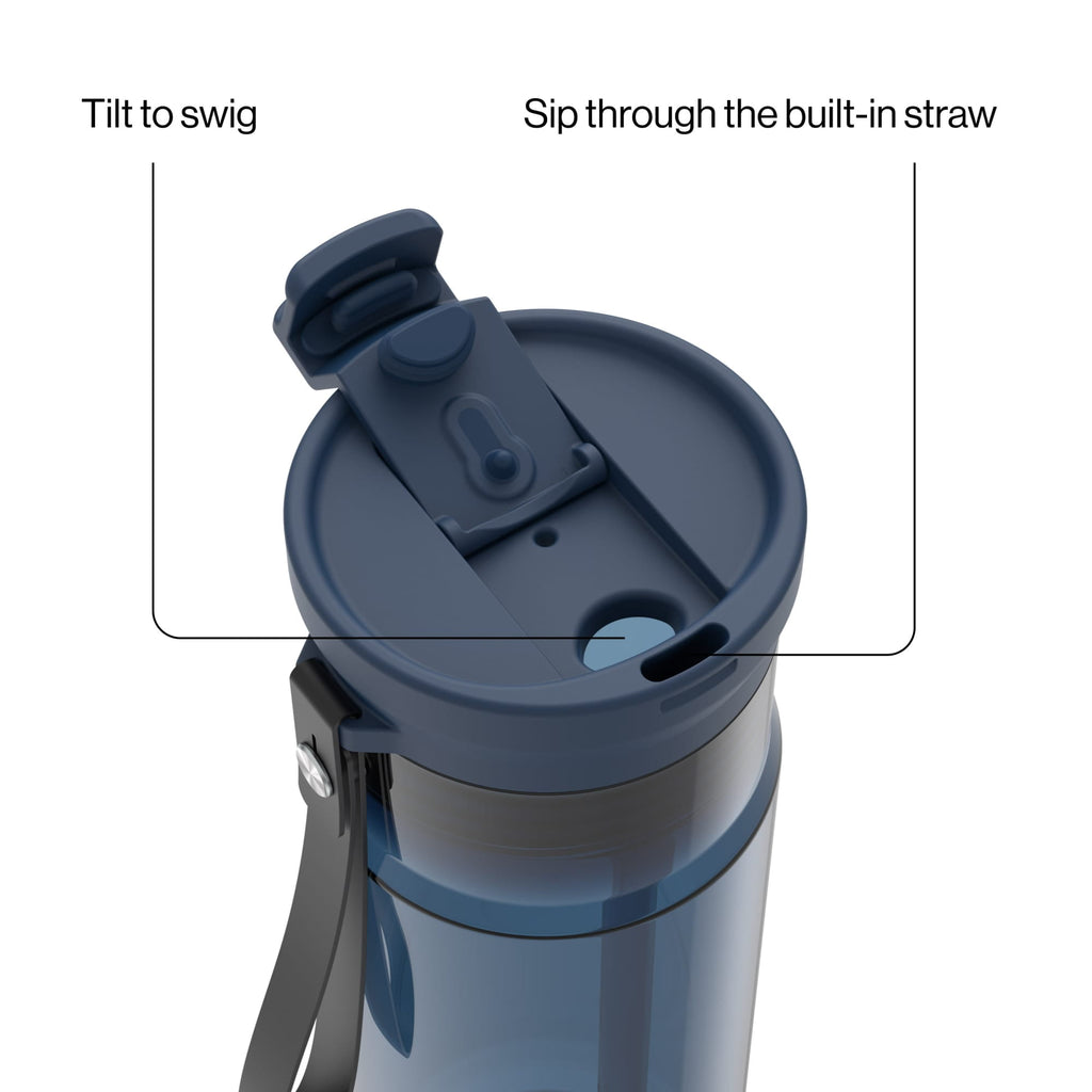 Contigo DualSip Leakproof Plastic Reusable Water Bottle with Carrying Strap, Black/Clear, 24 oz WL4Y