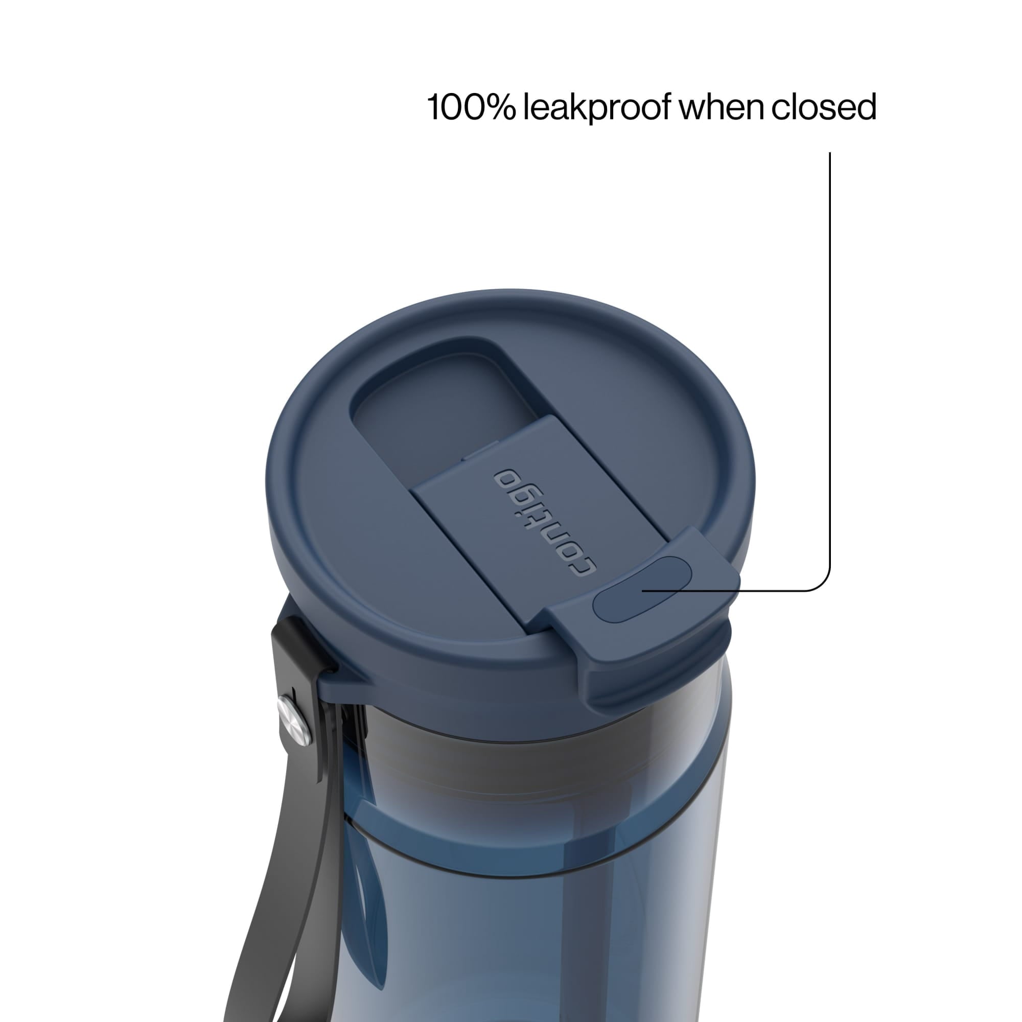Contigo DualSip Leakproof Plastic Reusable Water Bottle with Carrying Strap, Black/Clear, 24 oz WL4Y