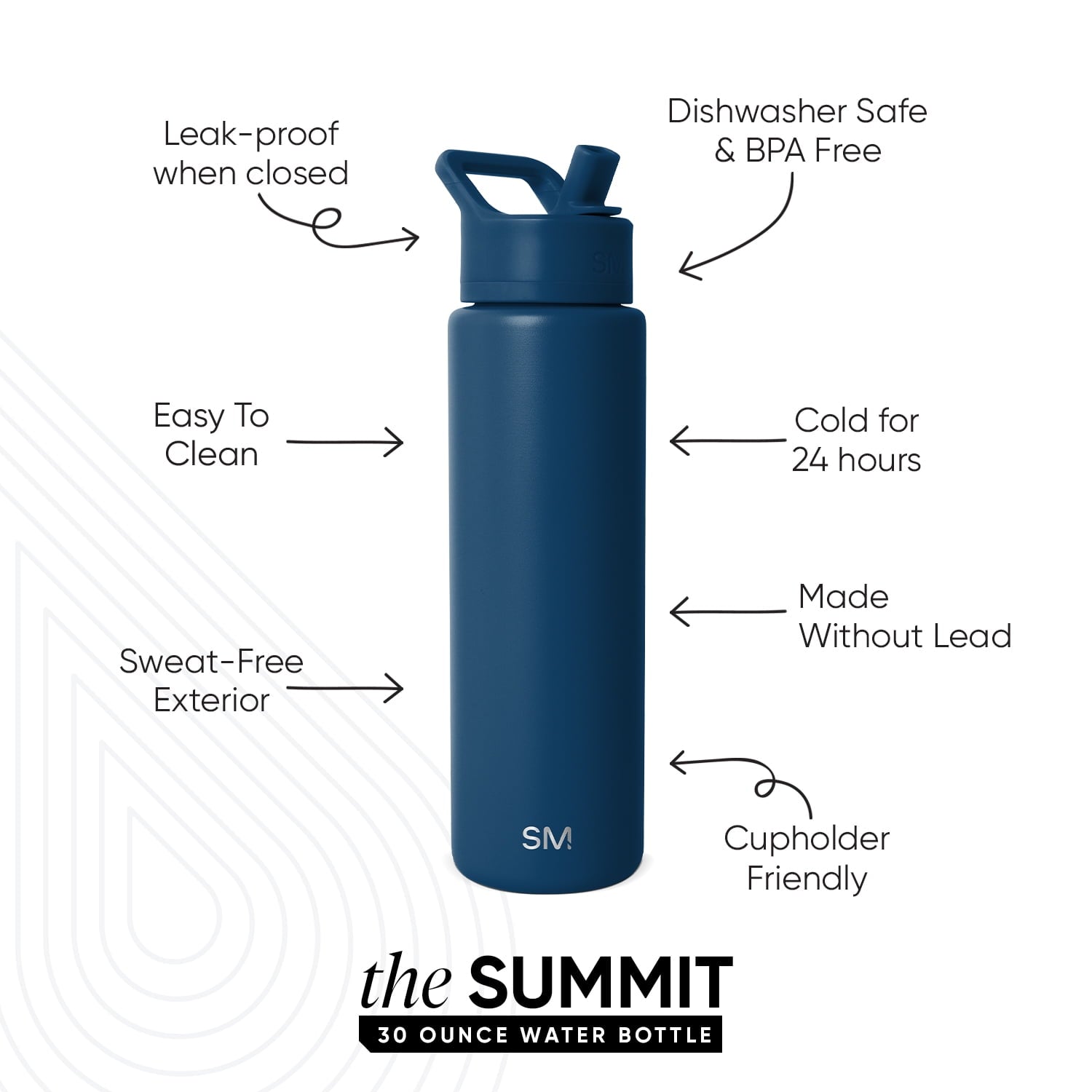 Simple Modern 30 fl oz Insulated Stainless Steel Summit Wide Mouth Water Bottle with Straw Lid | Slumberland ONP3
