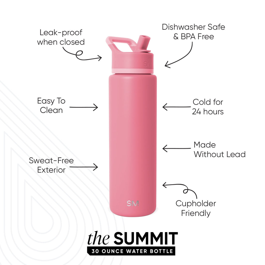 Simple Modern 30 fl oz Insulated Stainless Steel Summit Wide Mouth Water Bottle with Straw Lid | Slumberland ONP3