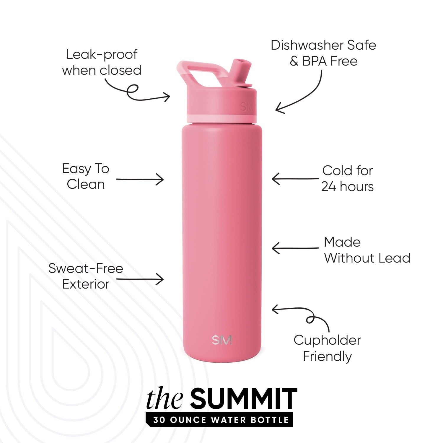 Simple Modern 30 fl oz Insulated Stainless Steel Summit Wide Mouth Water Bottle with Straw Lid | Slumberland ONP3
