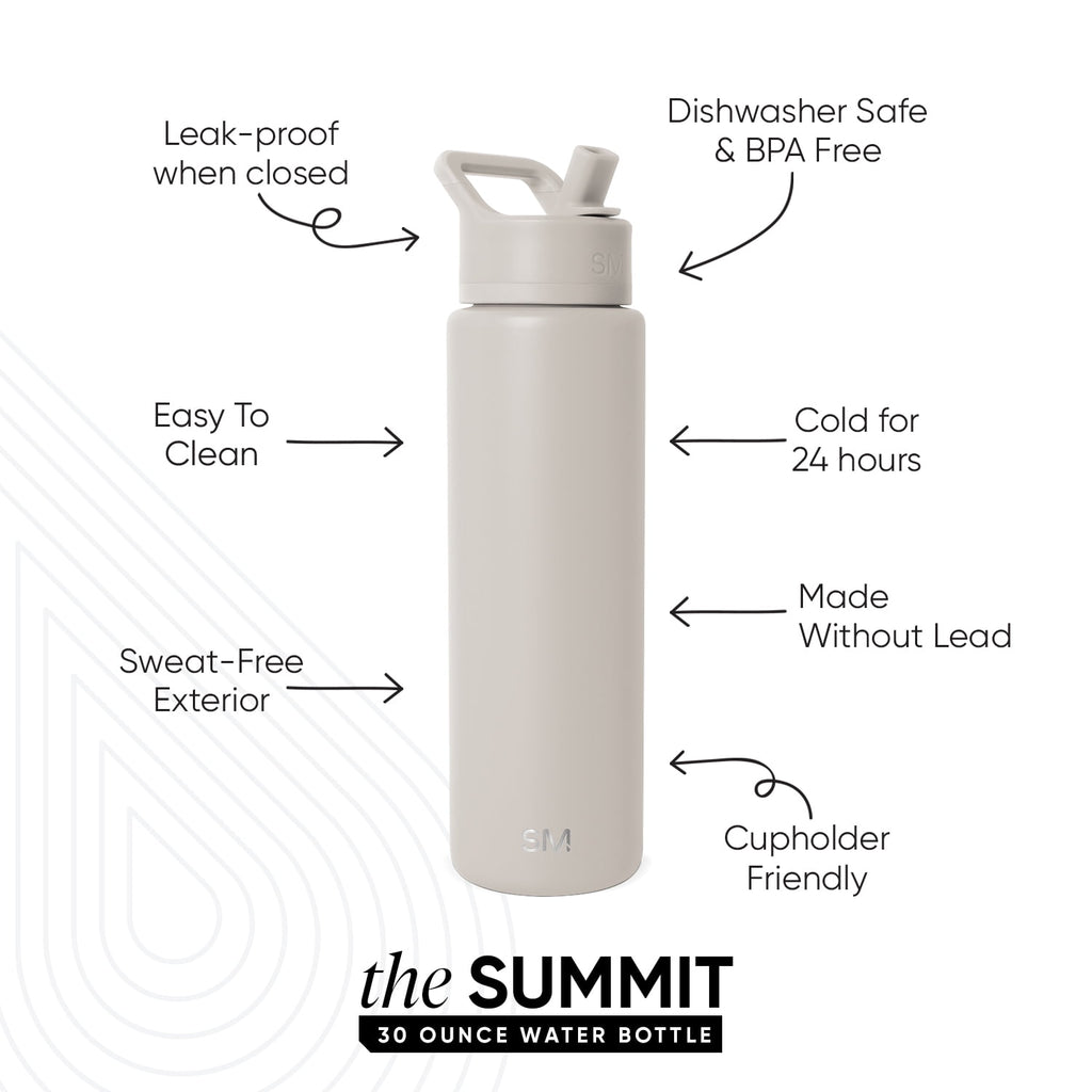 Simple Modern 30 fl oz Insulated Stainless Steel Summit Wide Mouth Water Bottle with Straw Lid | Slumberland ONP3