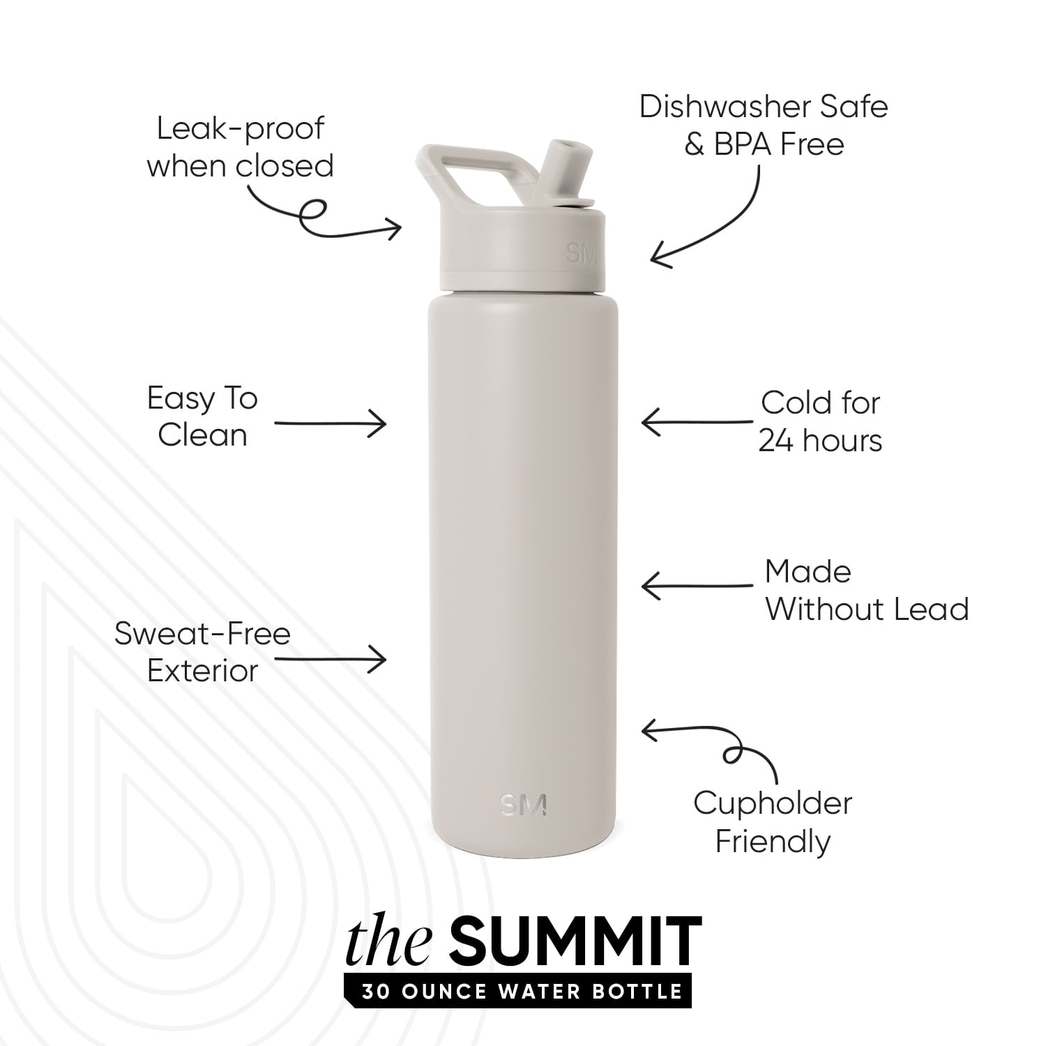 Simple Modern 30 fl oz Insulated Stainless Steel Summit Wide Mouth Water Bottle with Straw Lid | Slumberland ONP3