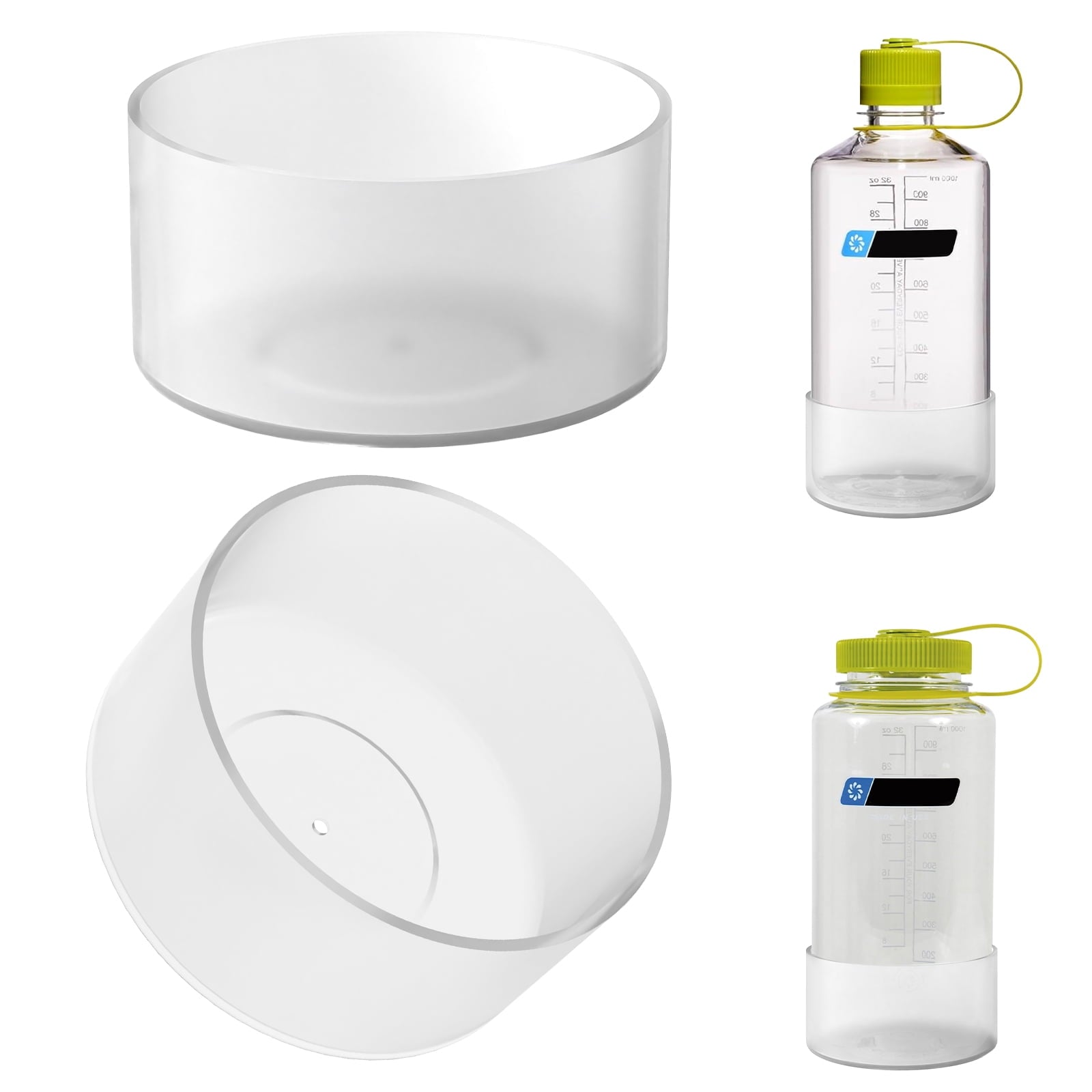 Linkidea 2 Pack Water Bottle Boot Compatible with Nalgene Sustain Wide Mouth 32oz/48oz, Narrow Mouth 32oz, Silicone Anti-Slip Bottle Bottom Bumper Protector (Clear White) 42YG