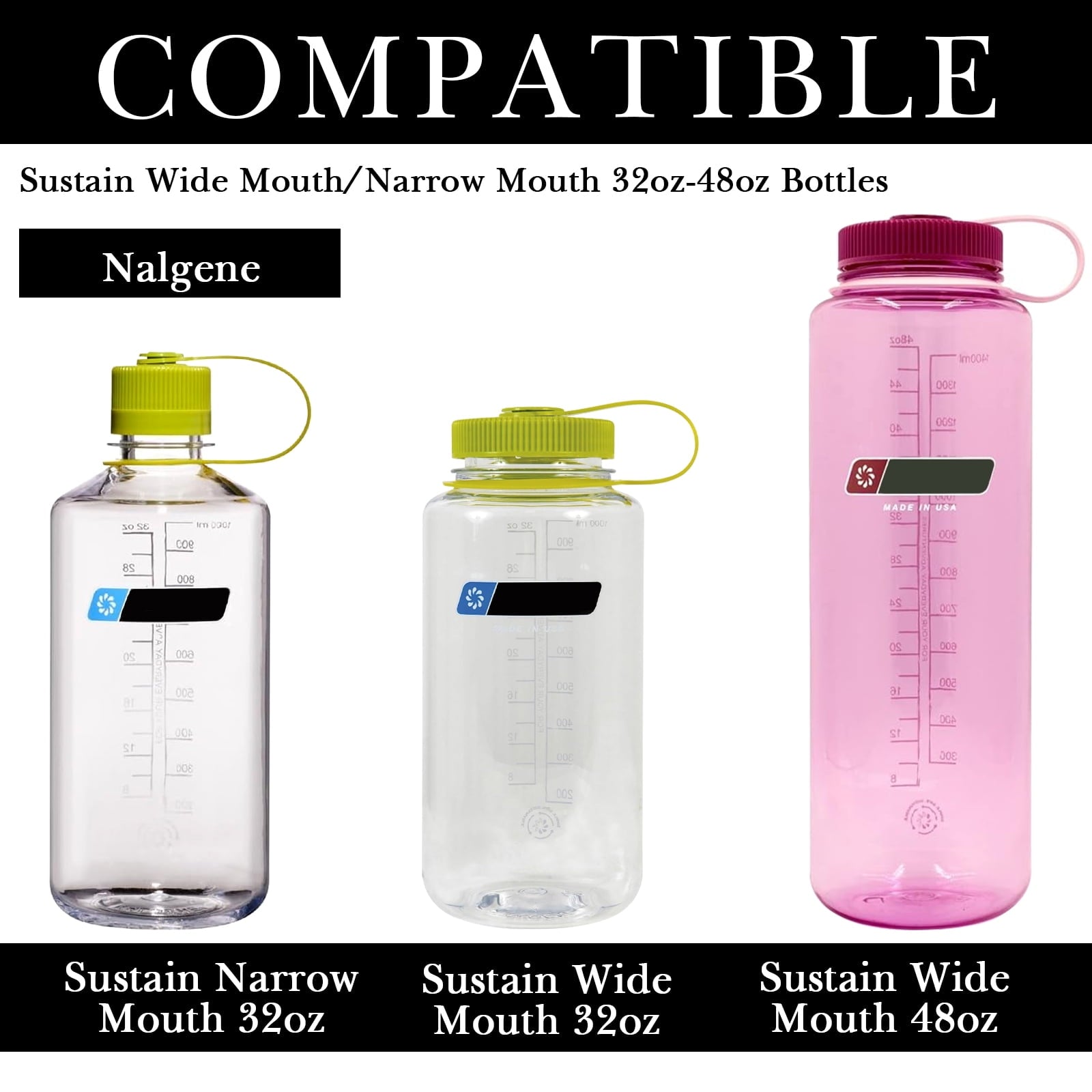 Linkidea 2 Pack Water Bottle Boot Compatible with Nalgene Sustain Wide Mouth 32oz/48oz, Narrow Mouth 32oz, Silicone Anti-Slip Bottle Bottom Bumper Protector (Clear White) 42YG