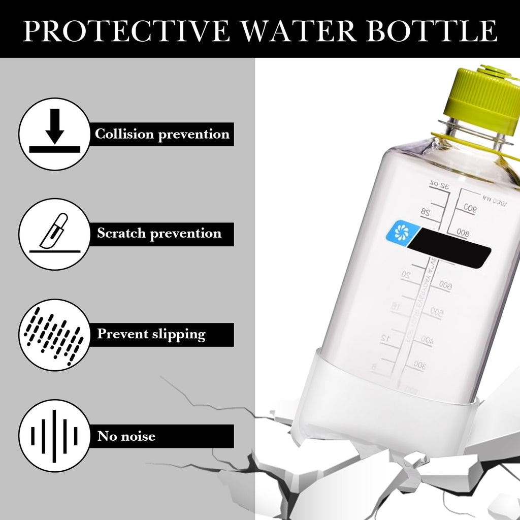 Linkidea 2 Pack Water Bottle Boot Compatible with Nalgene Sustain Wide Mouth 32oz/48oz, Narrow Mouth 32oz, Silicone Anti-Slip Bottle Bottom Bumper Protector (Clear White) 42YG