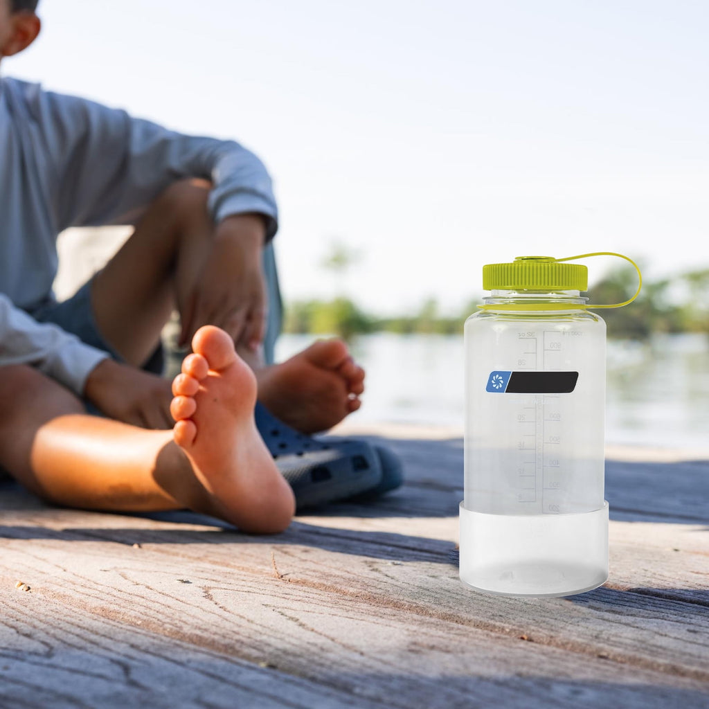 Linkidea 2 Pack Water Bottle Boot Compatible with Nalgene Sustain Wide Mouth 32oz/48oz, Narrow Mouth 32oz, Silicone Anti-Slip Bottle Bottom Bumper Protector (Clear White) 42YG