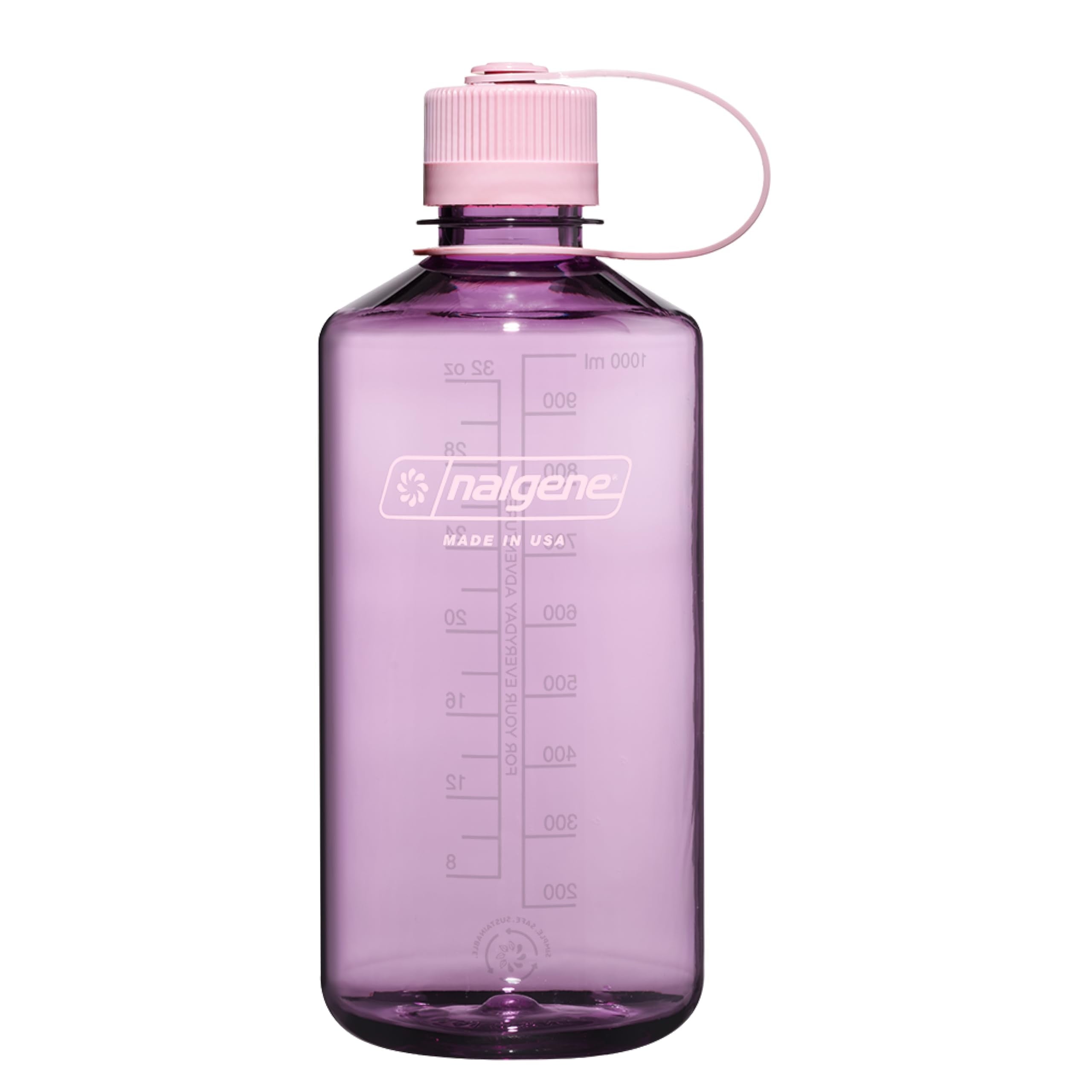 Nalgene Sustain Tritan BPA-Free Water Bottle Made with Material Derived from 50% Plastic Waste (using ISCC certified mass balance), 32 OZ, Narrow Mouth, Cherry Blossom 5MGF