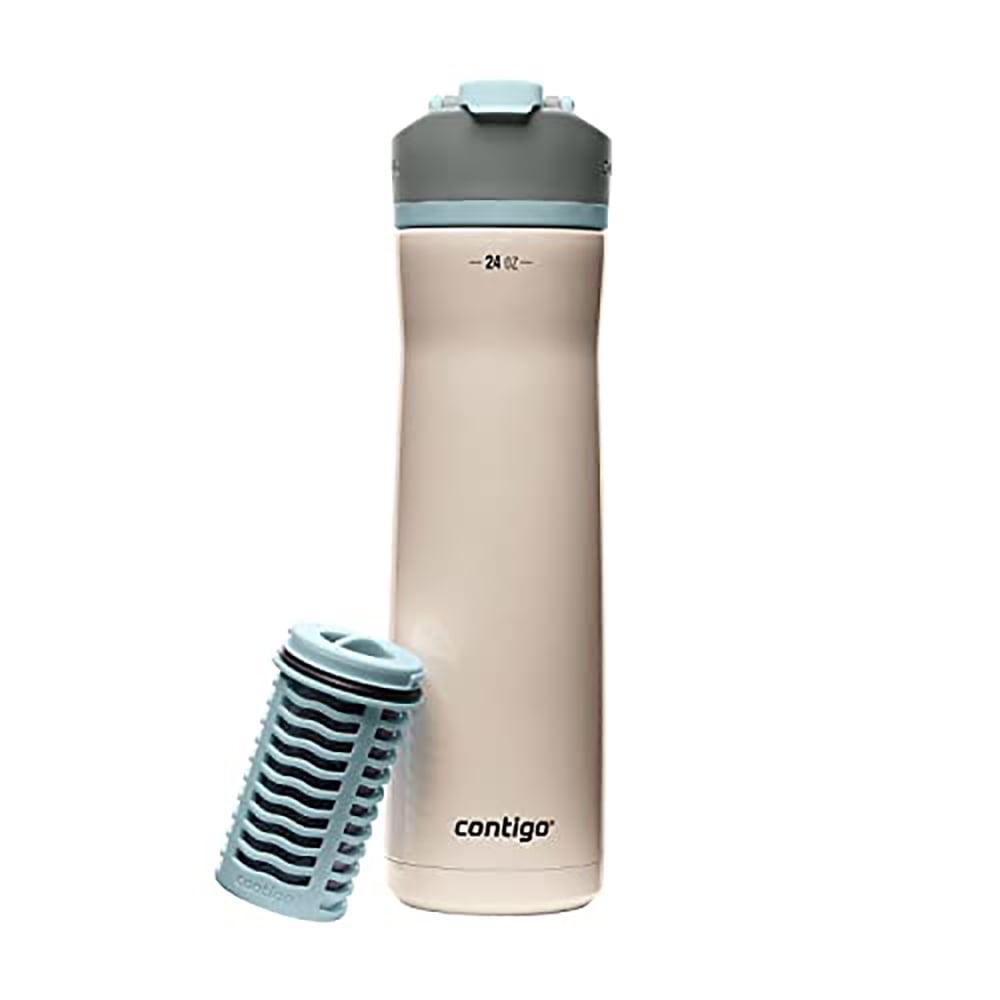 Contigo Clybourn Chill Stainless Steel FreeFlow Filter Water Bottle with AUTOSEAL, 24oz Salt 7EOI