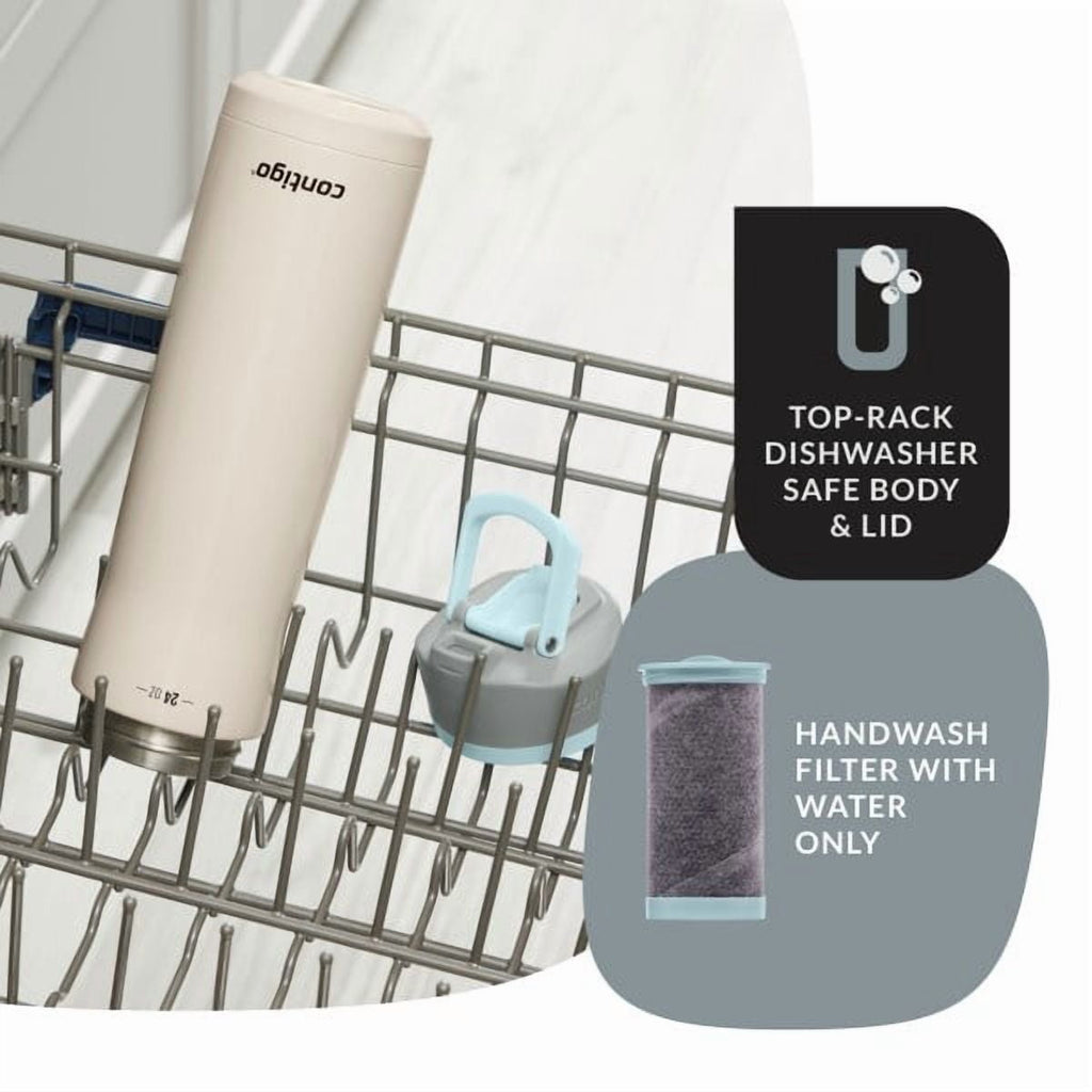 Contigo Clybourn Chill Stainless Steel FreeFlow Filter Water Bottle with AUTOSEAL, 24oz Salt 7EOI