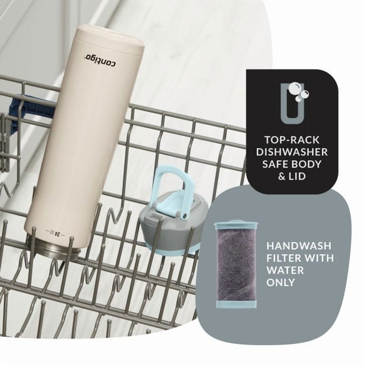Contigo Clybourn Chill Stainless Steel FreeFlow Filter Water Bottle with AUTOSEAL, 24oz Salt 7EOI
