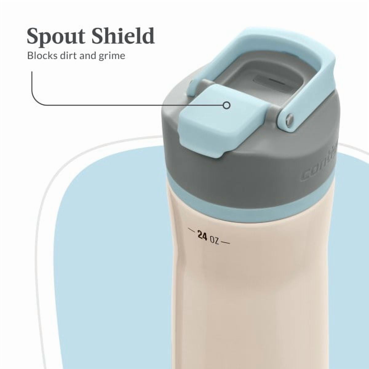 Contigo Clybourn Chill Stainless Steel FreeFlow Filter Water Bottle with AUTOSEAL, 24oz Salt 7EOI