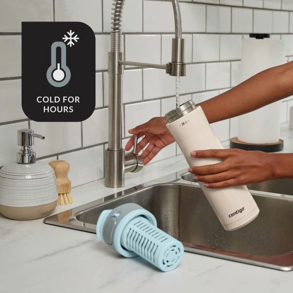 Contigo Clybourn Chill Stainless Steel FreeFlow Filter Water Bottle with AUTOSEAL, 24oz Salt 7EOI