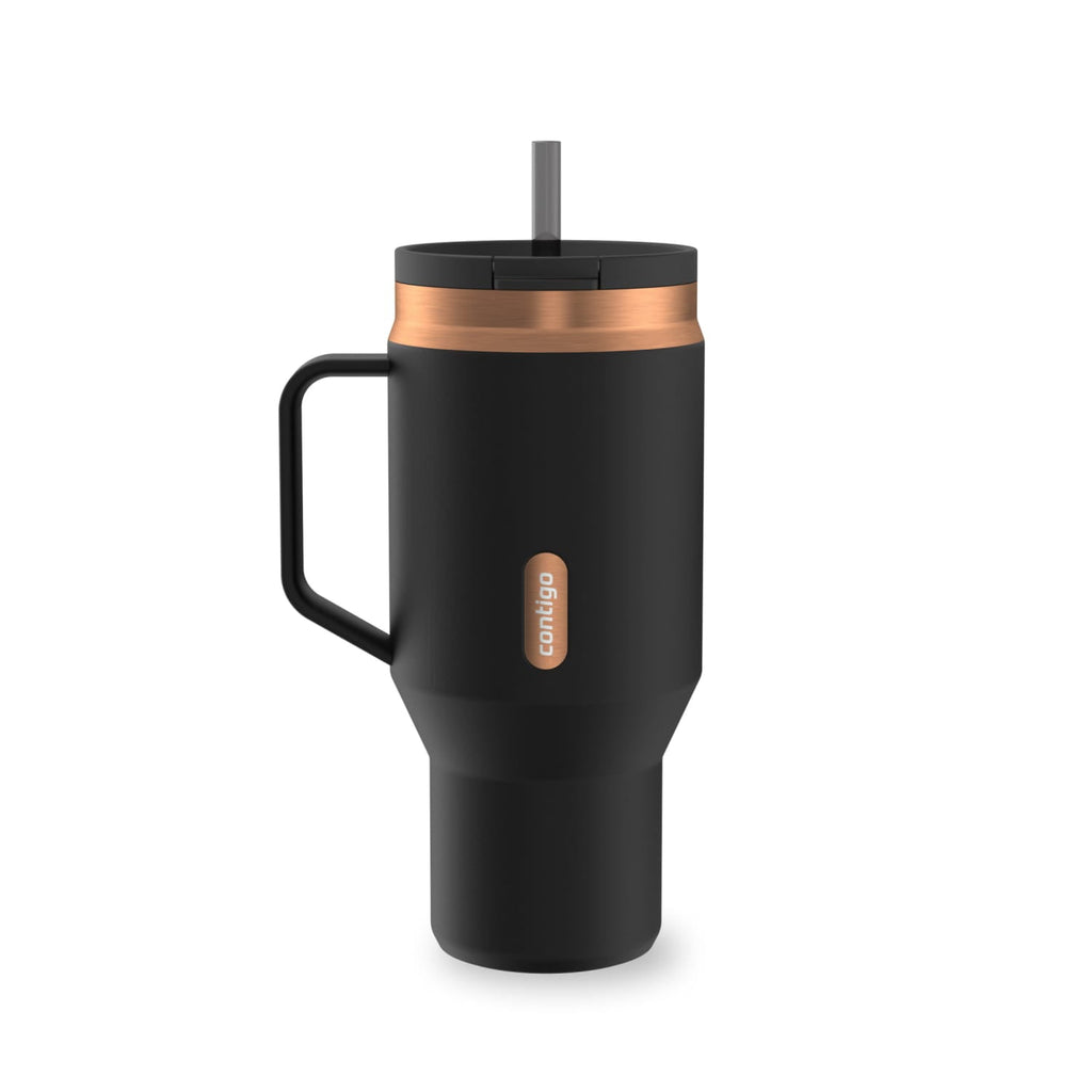 Contigo SnapSeal Leakproof Stainless Steel Reusable Water Bottle Tumbler with Side Handle, Black/Bronze, 30 oz HUIJ