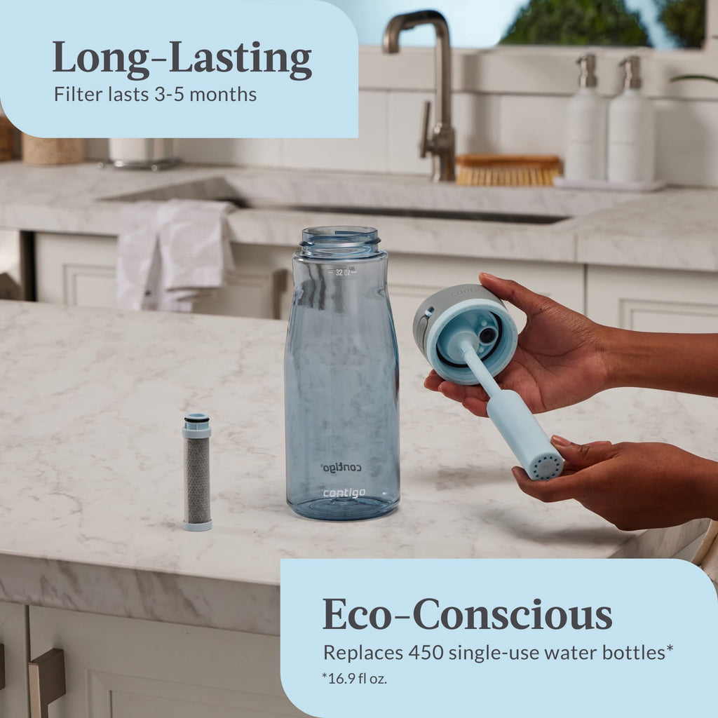 Contigo Wells Plastic Filter Water Bottle with AUTOSPOUT Straw Lid, 32 oz., Dark Ice DQPL