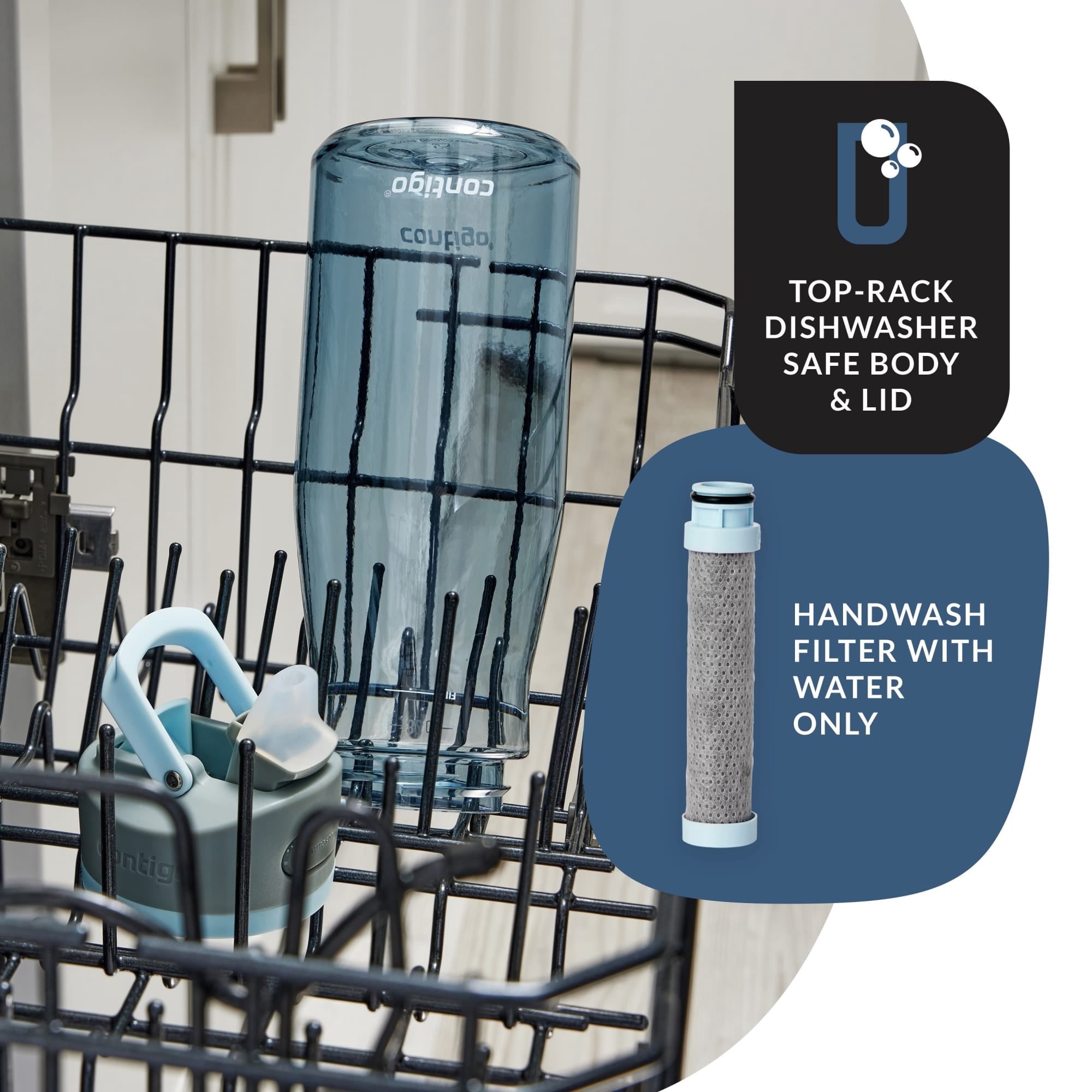Contigo Wells Plastic Filter Water Bottle with AUTOSPOUT Straw Lid, 32 oz., Dark Ice DQPL