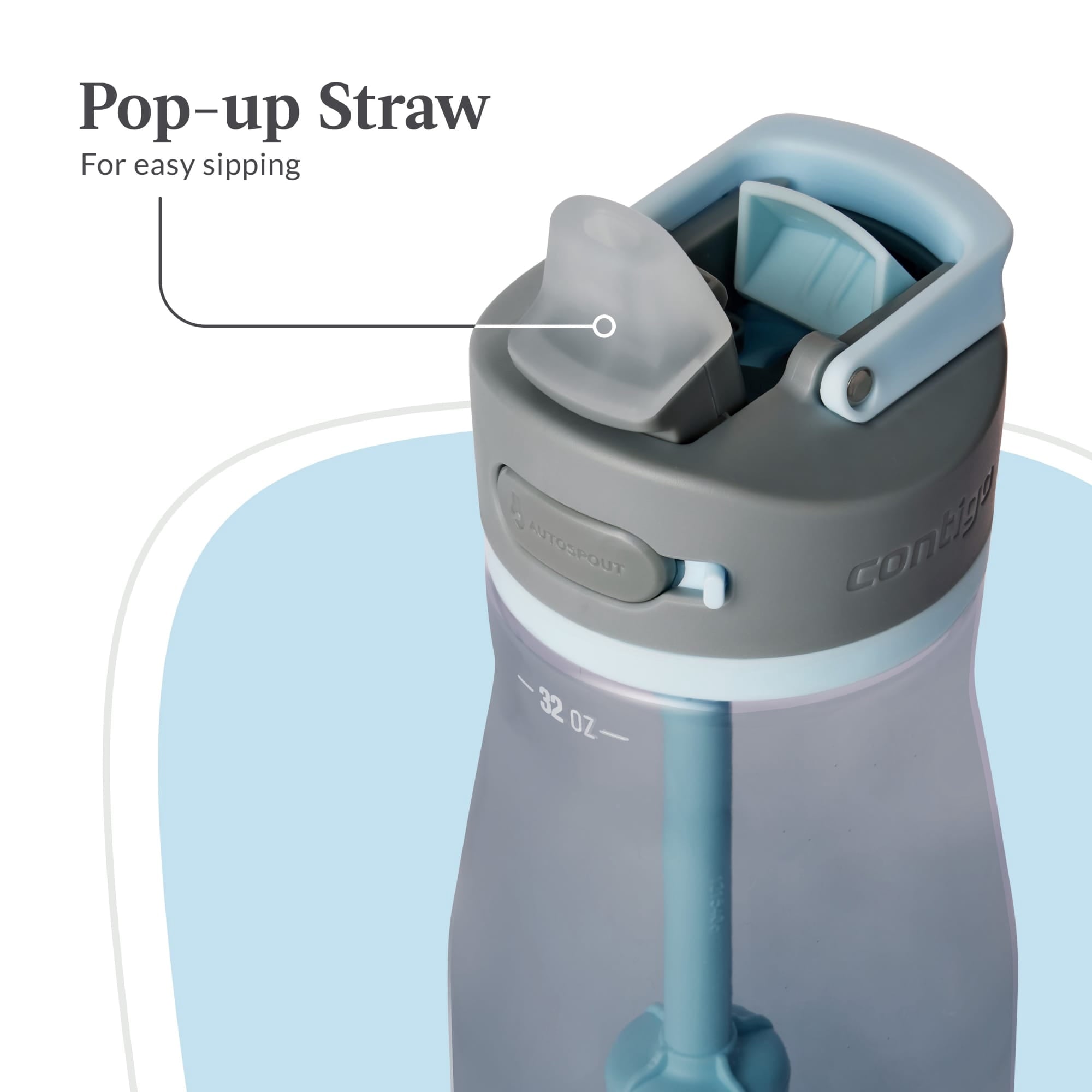 Contigo Wells Plastic Filter Water Bottle with AUTOSPOUT Straw Lid, 32 oz., Dark Ice DQPL