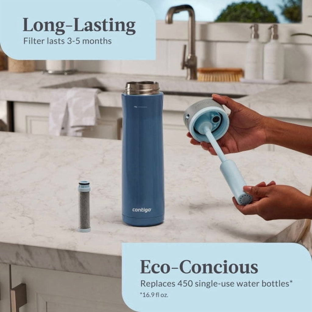 Contigo 24 oz. Wells Chill Stainless Steel Filter Bottle w/ Filters - Dark Ice DDXM