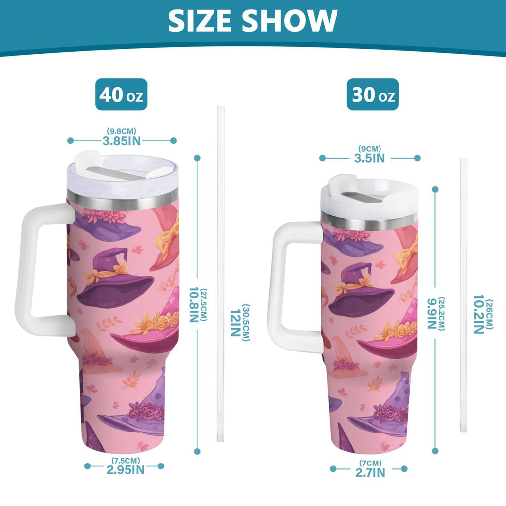 30 oz Insulated Stainless Steel Tumbler Double Wall Stainless Steel Tumbler with 2-Way Drinking Colorful Hat Pattern 7QTZ