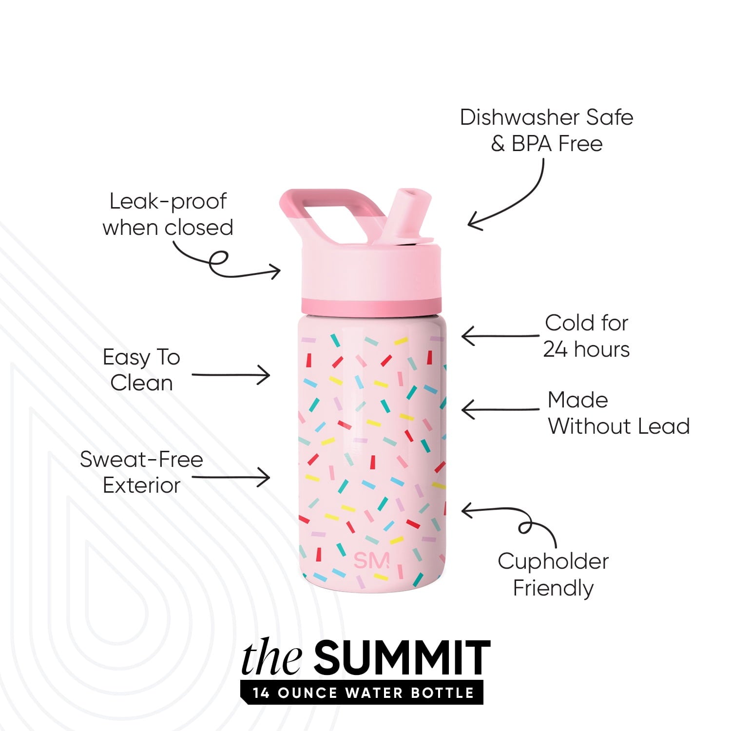 Simple Modern 14oz Summit Water Bottle with Straw Lid | Confetti F3KE