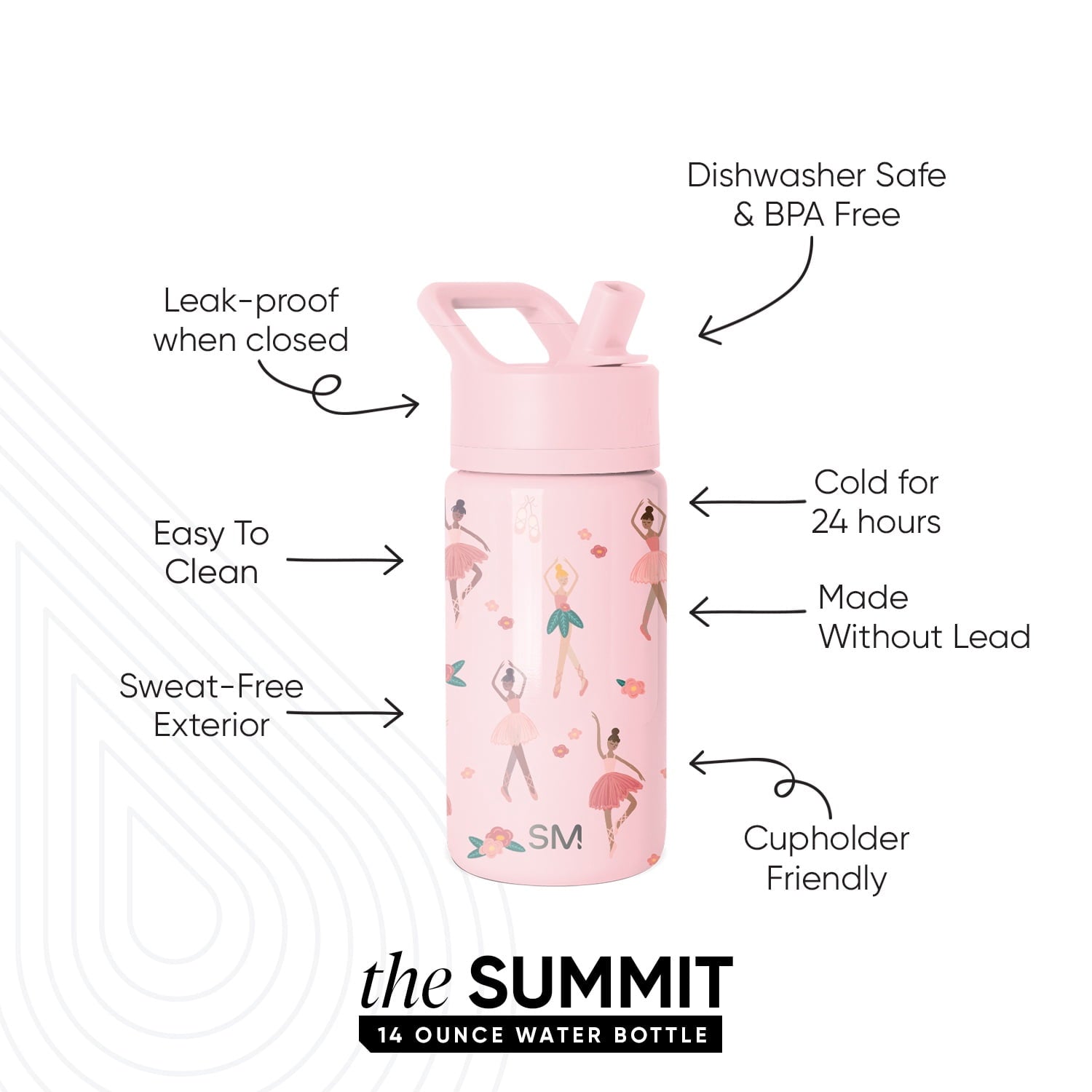 Simple Modern 14oz Summit Water Bottle with Straw Lid | Confetti F3KE