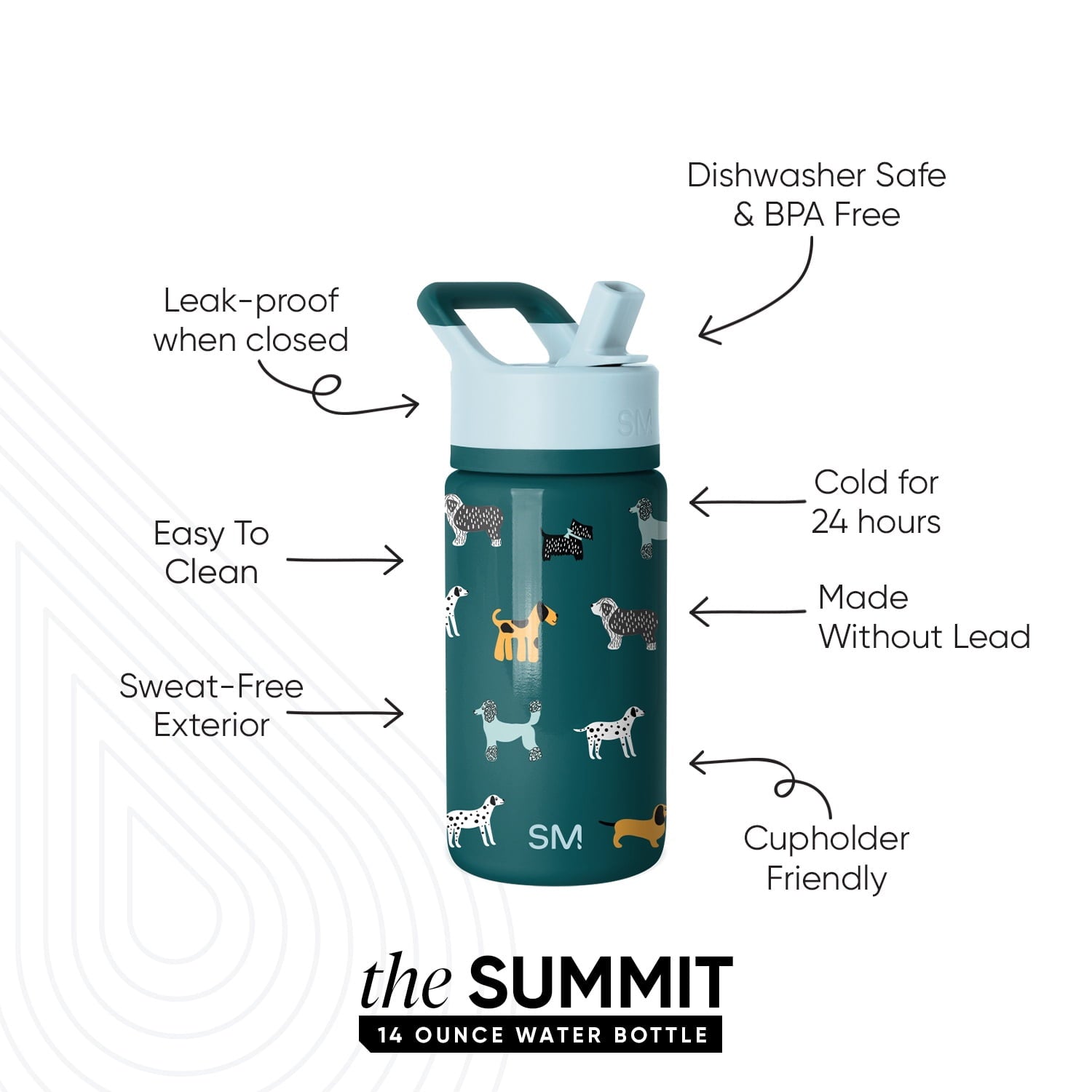 Simple Modern 14oz Summit Water Bottle with Straw Lid | Confetti F3KE