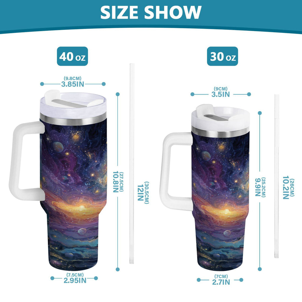 30 oz Insulated Stainless Steel Tumbler Double Wall Stainless Steel Tumbler with 2-Way Drinking Vibrant and Colorful Universe A2CF