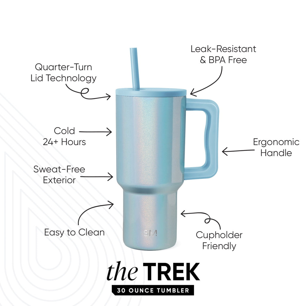 Simple Modern 30 fl oz Insulated Stainless Steel Trek Tumbler with Straw Lid | Seaglass Sage and Cream Checkmate 23VN