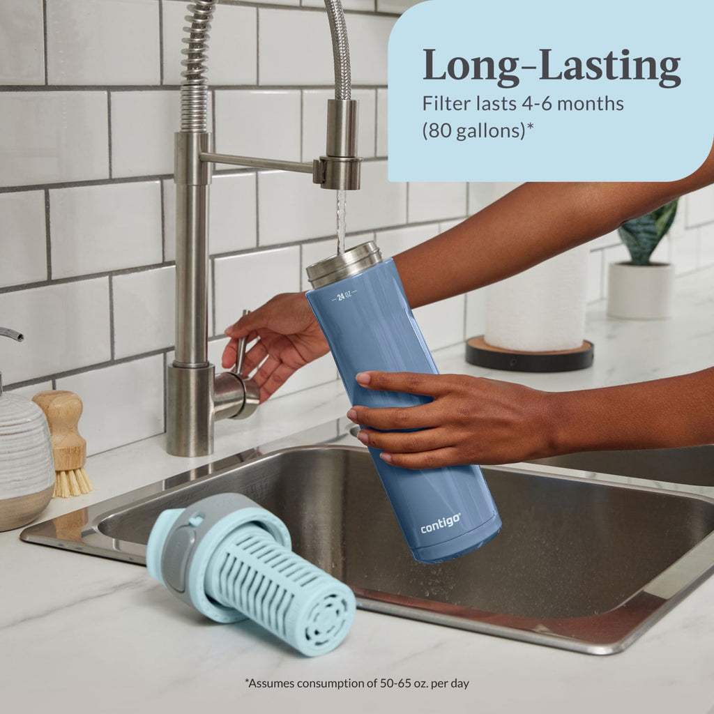 Contigo Clybourn FreeFlow Filter Water Bottle Replacement Filter, 1 Count 9G8C