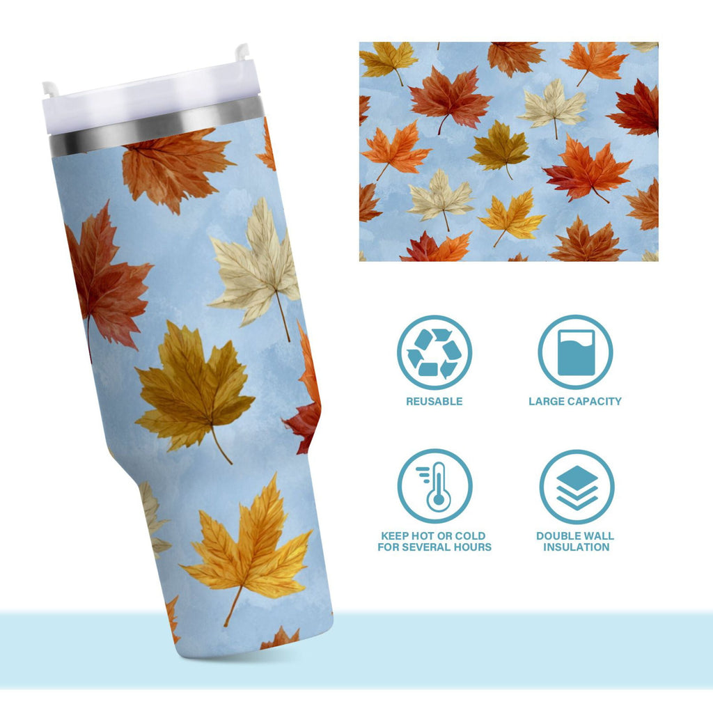 30 oz Insulated Stainless Steel Tumbler Double Wall Stainless Steel Tumbler with 2-Way Drinking Autumn Maple Leaves 0T6P