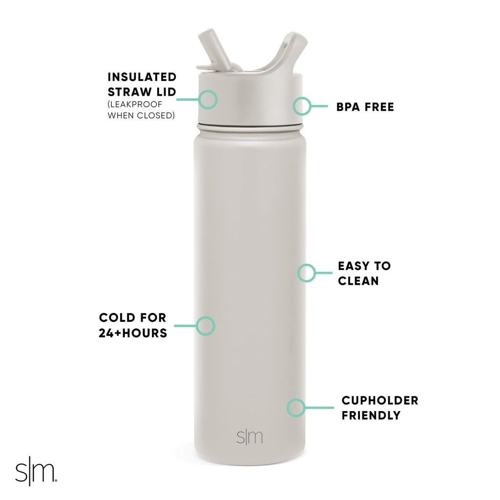 Simple Modern Summit Water Bottle Straw Lid Vacuum Insulated Stainless Steel Bottle | 22 fl oz QW5J