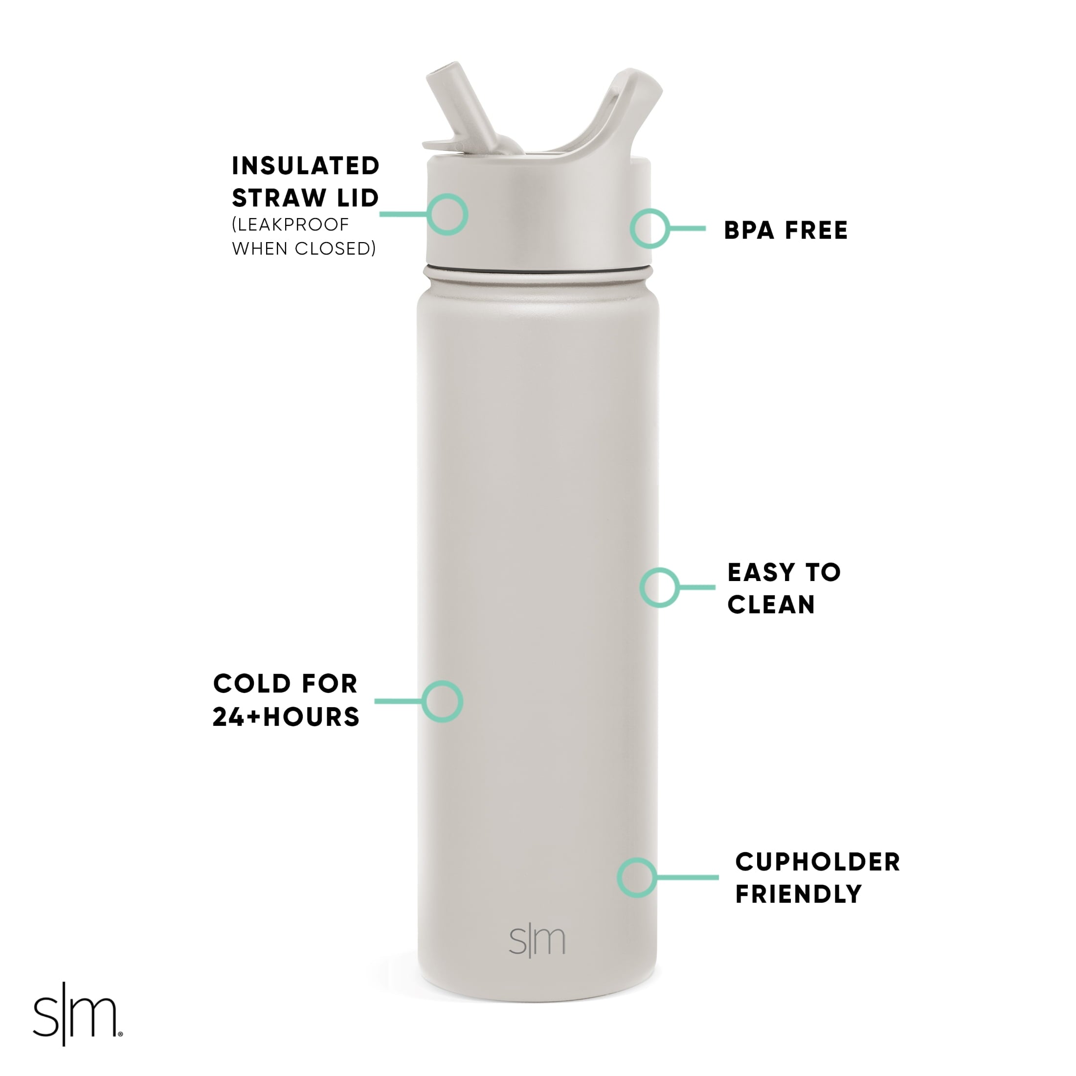 Simple Modern Summit Water Bottle Straw Lid Vacuum Insulated Stainless Steel Bottle | 22 fl oz QW5J
