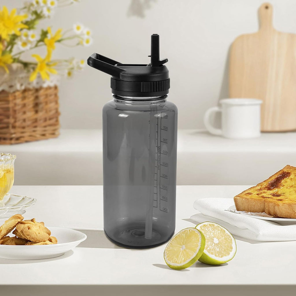 Straw Lid Compatible with Nalgene Water Bottles 32 OZ, BPA-Free Straws Lid with Handle for Nalgene Wide Mouth, Replacement Bottle Cap Accessories with 2 Straws and 1 Straw Brush IUCM