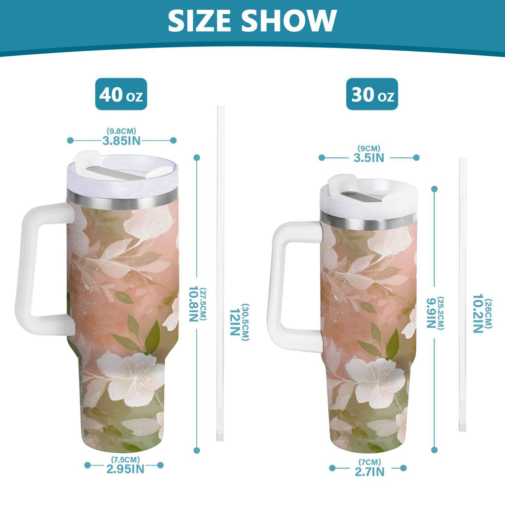 30 oz Insulated Stainless Steel Tumbler Double Wall Stainless Steel Tumbler with 2-Way Drinking Gradient Elegant Floral 0IP9