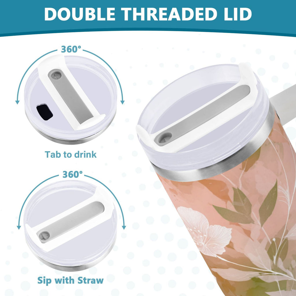 30 oz Insulated Stainless Steel Tumbler Double Wall Stainless Steel Tumbler with 2-Way Drinking Gradient Elegant Floral 0IP9