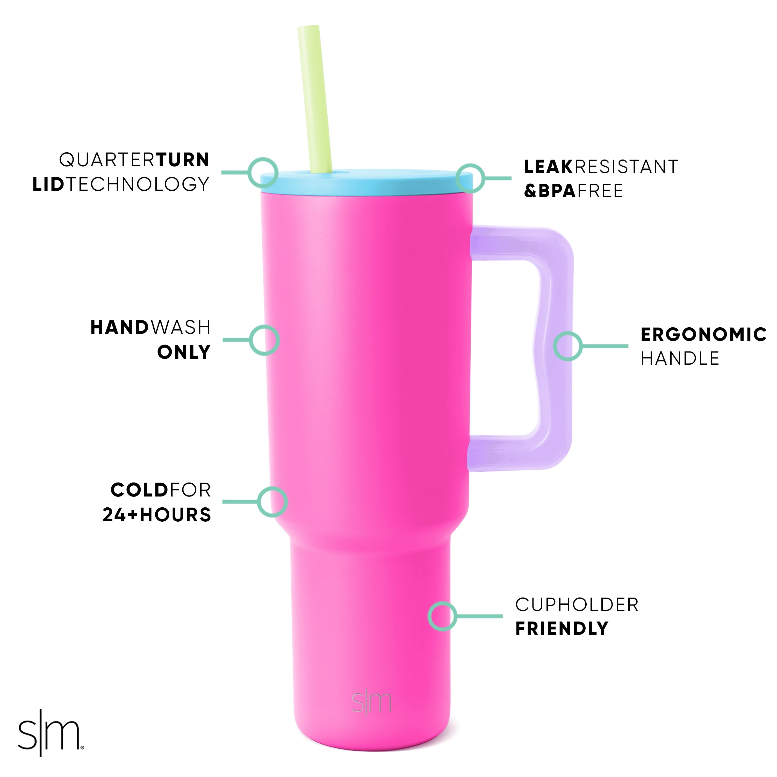 Simple Modern 40 fl oz Insulated Stainless Steel Trek Tumbler with Straw Lid | 80s Mix 03X4