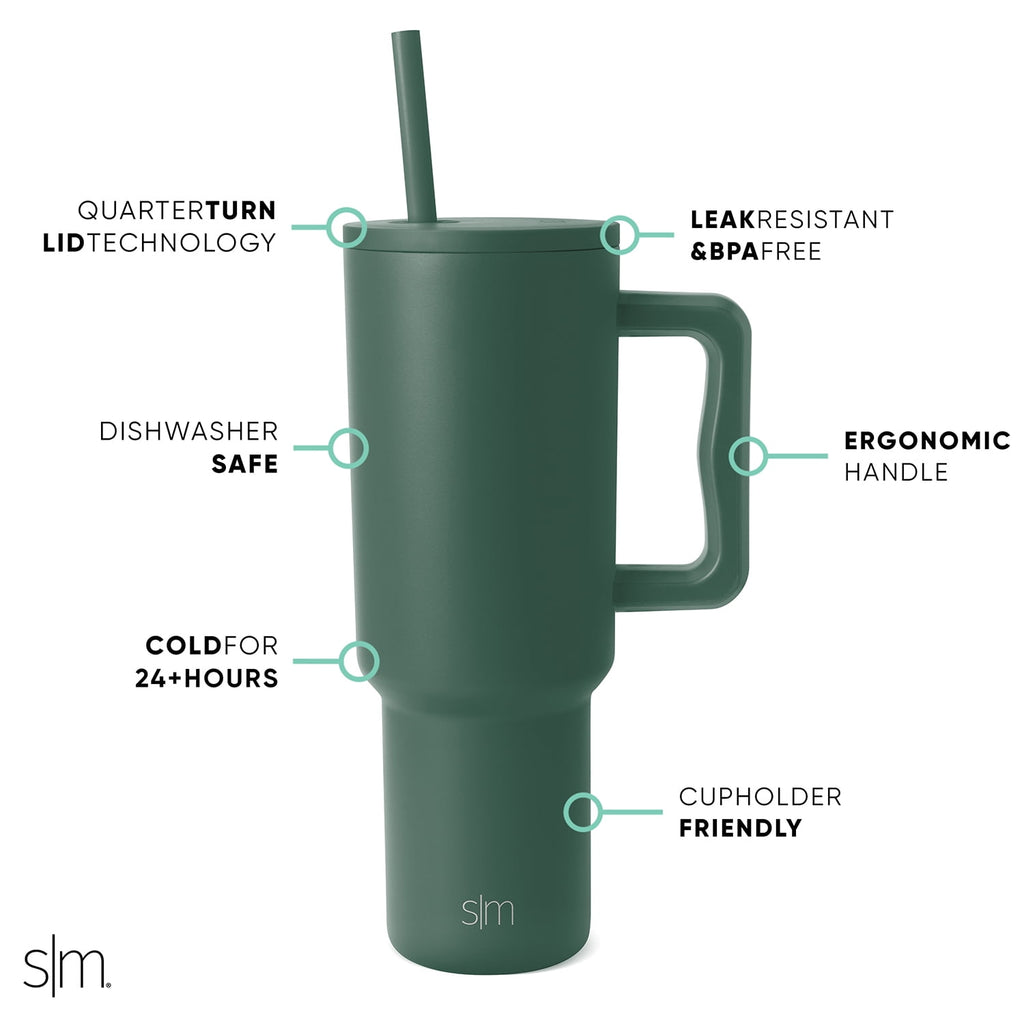 Simple Modern 40 fl oz Insulated Stainless Steel Trek Tumbler with Straw Lid | 80s Mix 03X4