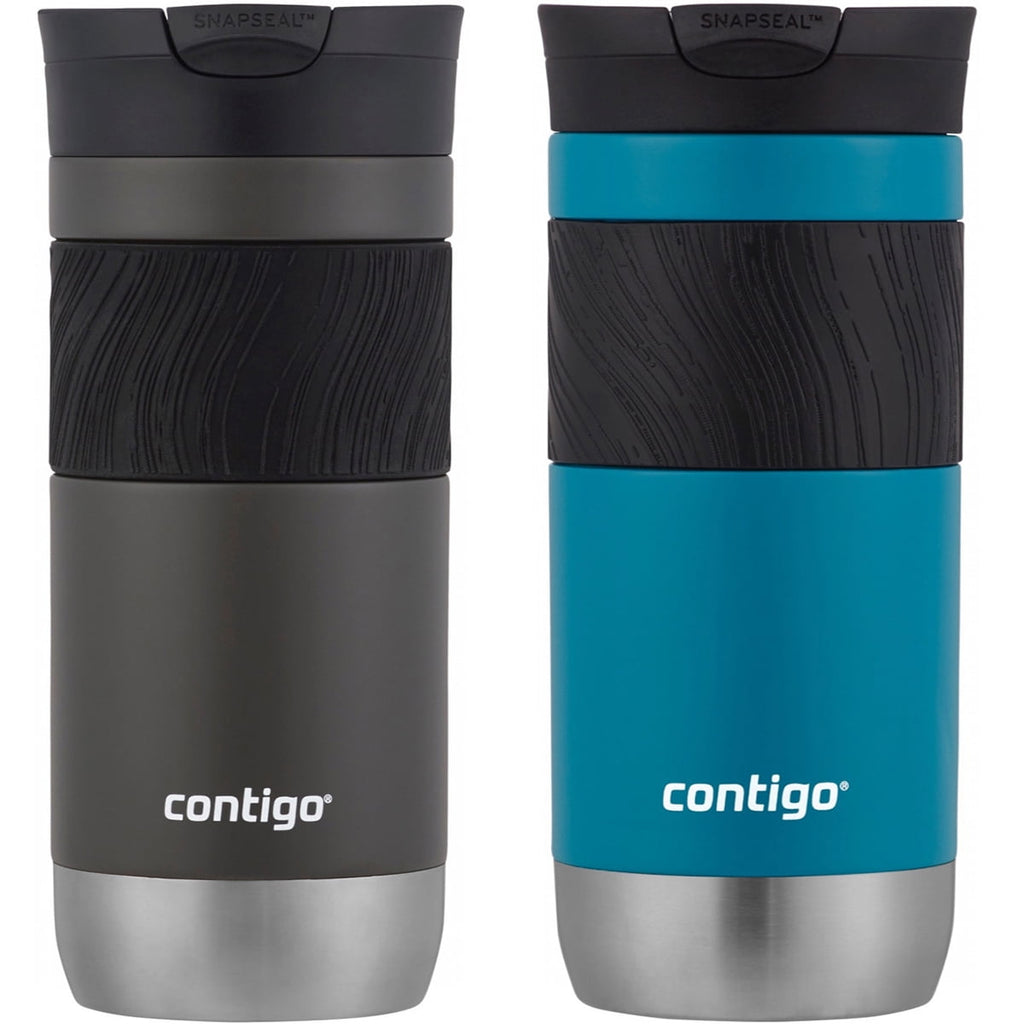 Contigo Byron 2.0 Stainless Steel Travel Mug with SNAPSEAL Lid and Grip, 20 oz, Sake &amp; Blue Corn, 2-Pack JN3L