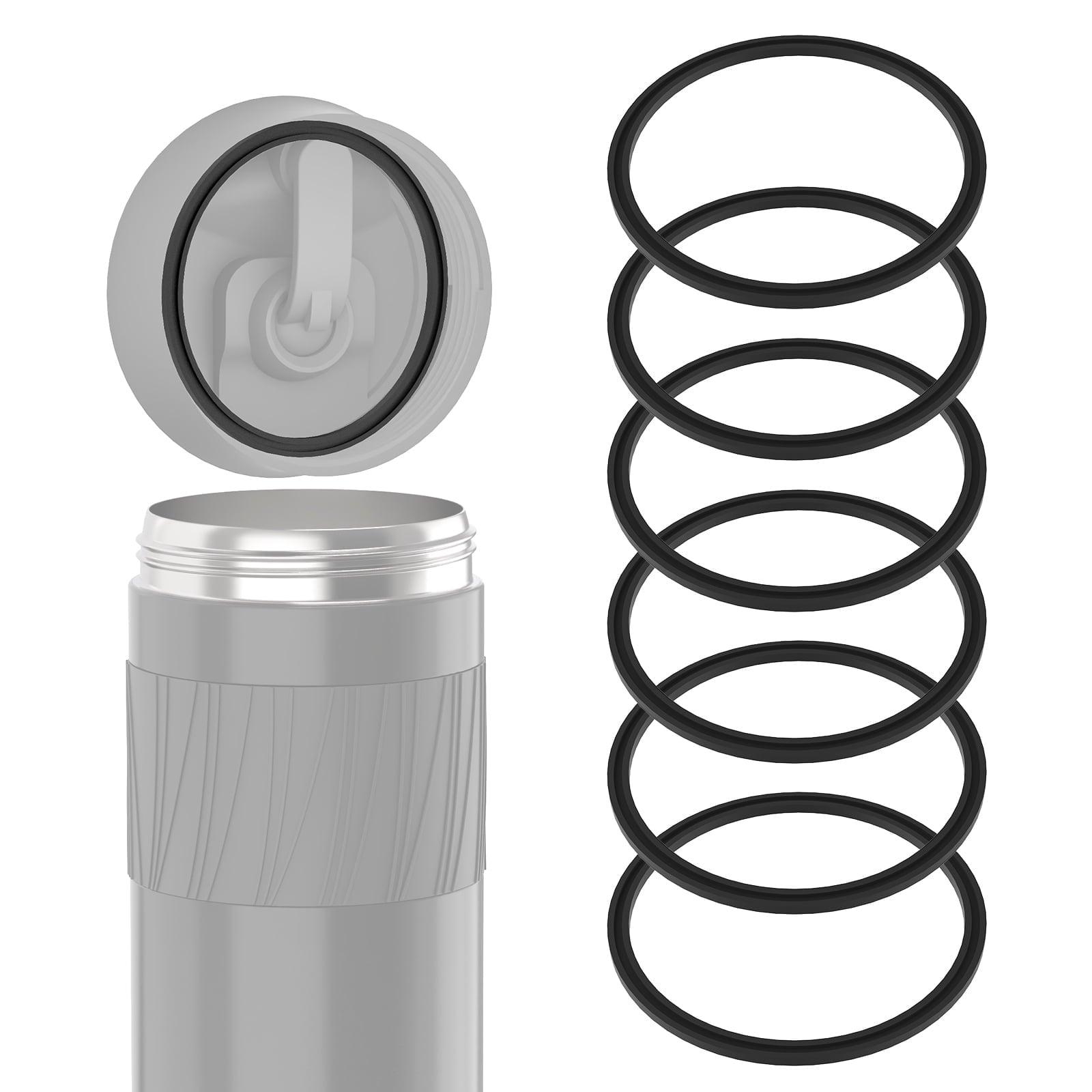 Linkidea 6 Pack Water Bottle Gasket Replacement Compatible with Contigo Byron Snapseal Travel Mug 16oz/20oz, Silicone O Ring Leak Proof Rubber Seal with Tweezer for Bottle Lid, Black CLY1