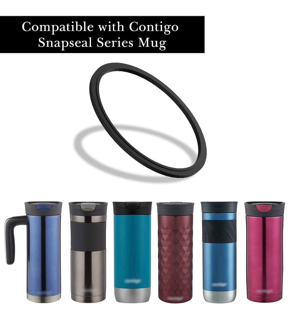 Linkidea 6 Pack Water Bottle Gasket Replacement Compatible with Contigo Byron Snapseal Travel Mug 16oz/20oz, Silicone O Ring Leak Proof Rubber Seal with Tweezer for Bottle Lid, Black CLY1