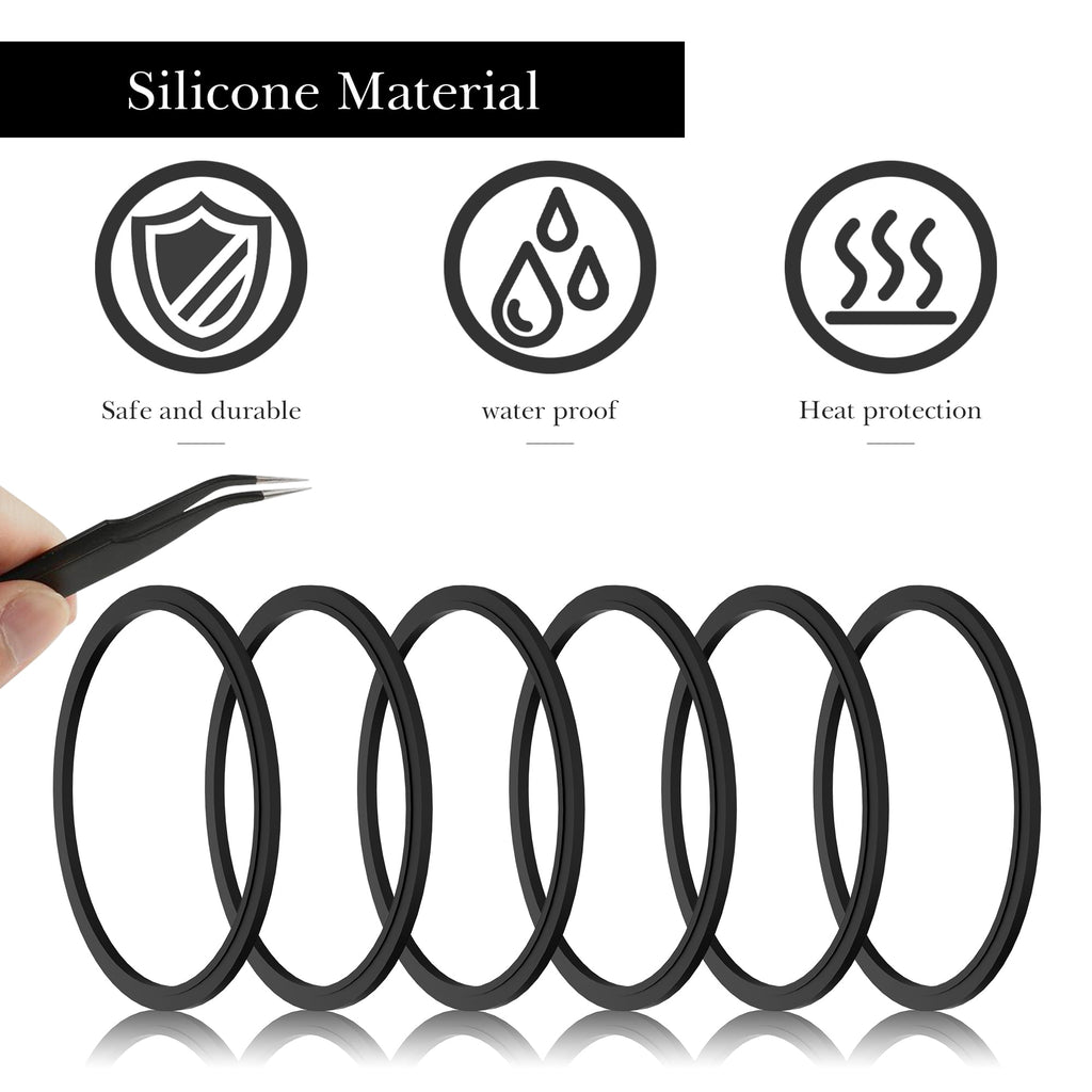 Linkidea 6 Pack Water Bottle Gasket Replacement Compatible with Contigo Byron Snapseal Travel Mug 16oz/20oz, Silicone O Ring Leak Proof Rubber Seal with Tweezer for Bottle Lid, Black CLY1