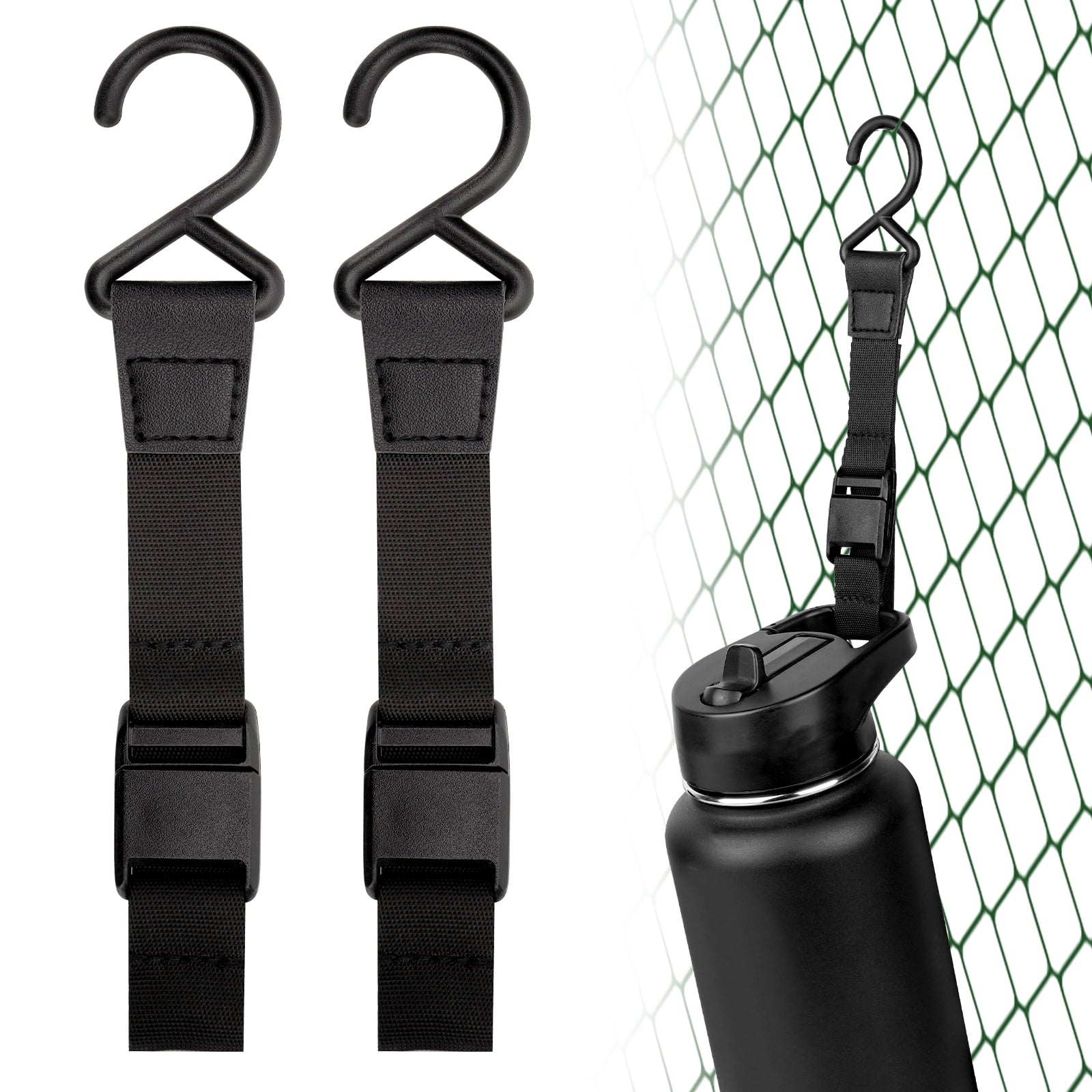 Linkidea 2 Pack Fence Hooks for Waterbottle, Compatible with Stanley, Nalgene, IRON FLASK with Handle Bottle &amp; Tumbler, S Shaped Hook Hanger Magnetic Buckle for Outdoor Sports Camping XY2R