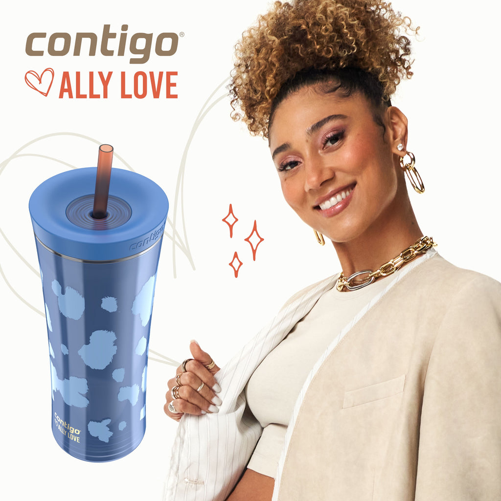 Contigo 20oz Shake &amp; Go Tumbler, Plastic with Straw, Stellar Jay Cowhide Couture X4D7