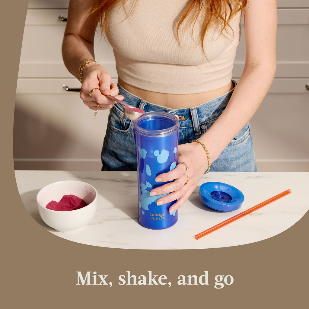 Contigo 20oz Shake &amp; Go Tumbler, Plastic with Straw, Stellar Jay Cowhide Couture X4D7