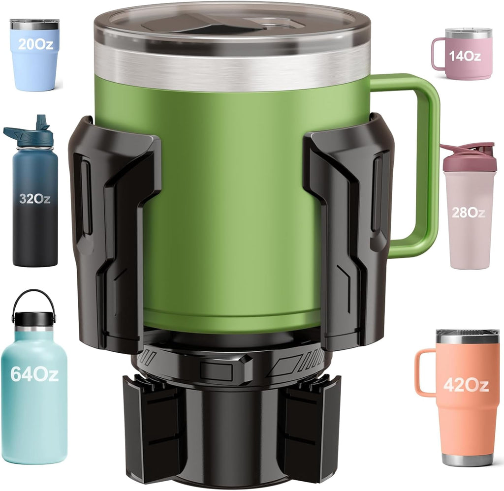 Cup Holder Expander: One-Button Open, Universal, Adjustable Holder(Diameter 2.6"- 4.8"), Cup Holder Expander for , , Nalgene, Takeya, Camelbak, Ramblers, , Tumblers, Mugs QFJ8