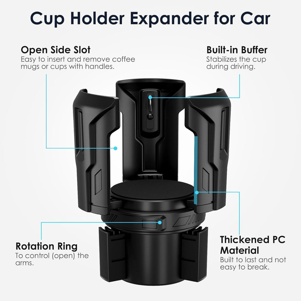 Cup Holder Expander: One-Button Open, Universal, Adjustable Holder(Diameter 2.6"- 4.8"), Cup Holder Expander for , , Nalgene, Takeya, Camelbak, Ramblers, , Tumblers, Mugs QFJ8