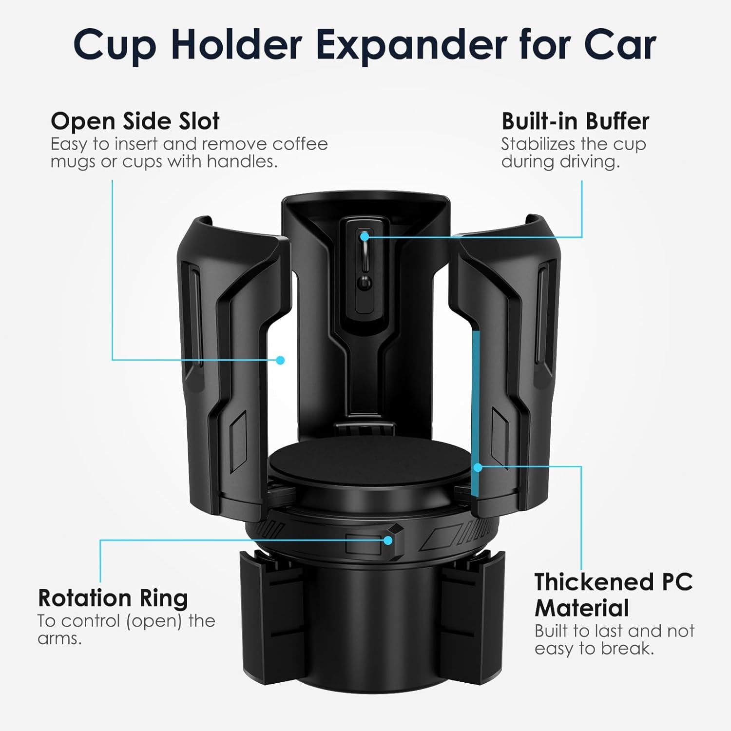 Cup Holder Expander: One-Button Open, Universal, Adjustable Holder(Diameter 2.6"- 4.8"), Cup Holder Expander for , , Nalgene, Takeya, Camelbak, Ramblers, , Tumblers, Mugs QFJ8