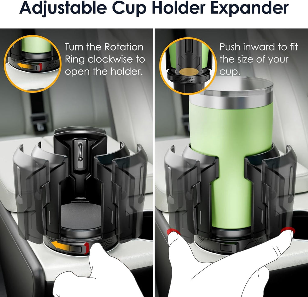 Cup Holder Expander: One-Button Open, Universal, Adjustable Holder(Diameter 2.6"- 4.8"), Cup Holder Expander for , , Nalgene, Takeya, Camelbak, Ramblers, , Tumblers, Mugs QFJ8