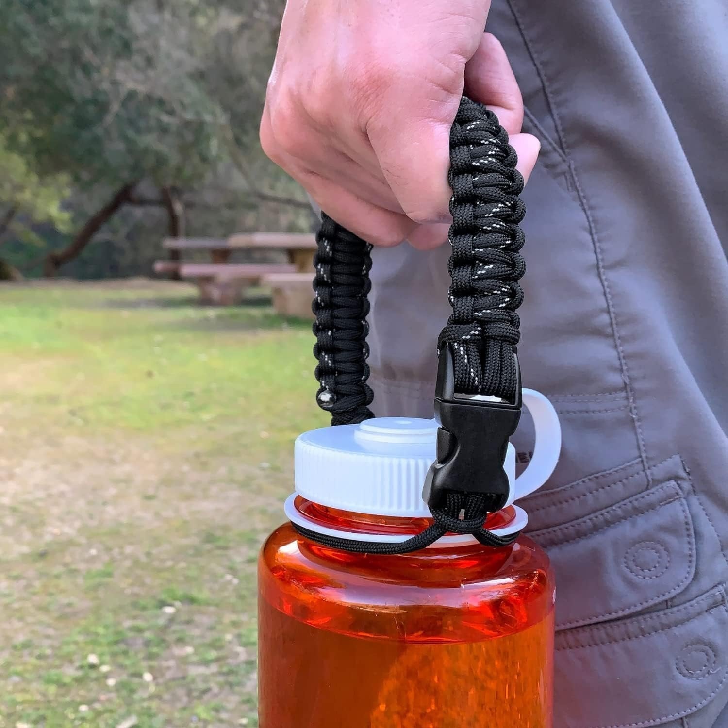 Hydrocord Handle for Nalgene Water Bottles, Fits Wide Mouth Water Bottles, Durable Carrier, Secure Accessories, Compatible with 32oz, 36oz, 48oz Water Bottle (Black) HSOF