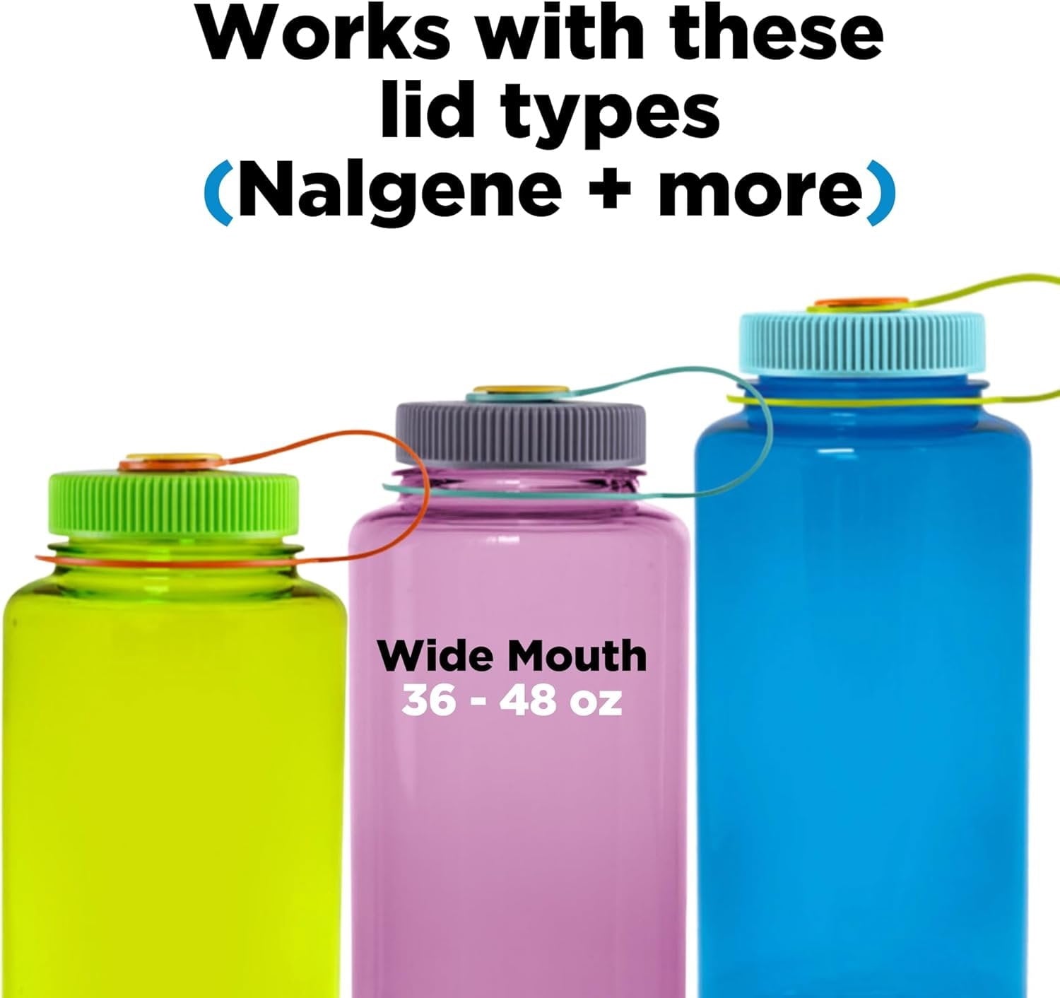 Hydrocord Handle for Nalgene Water Bottles, Fits Wide Mouth Water Bottles, Durable Carrier, Secure Accessories, Compatible with 32oz, 36oz, 48oz Water Bottle (Black) HSOF